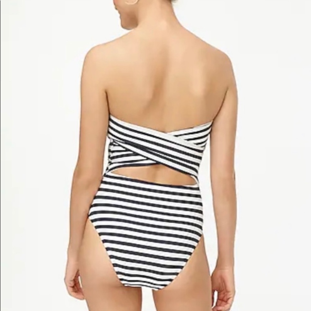 Cross-back bandeau one-piece in classic stripe- size 2